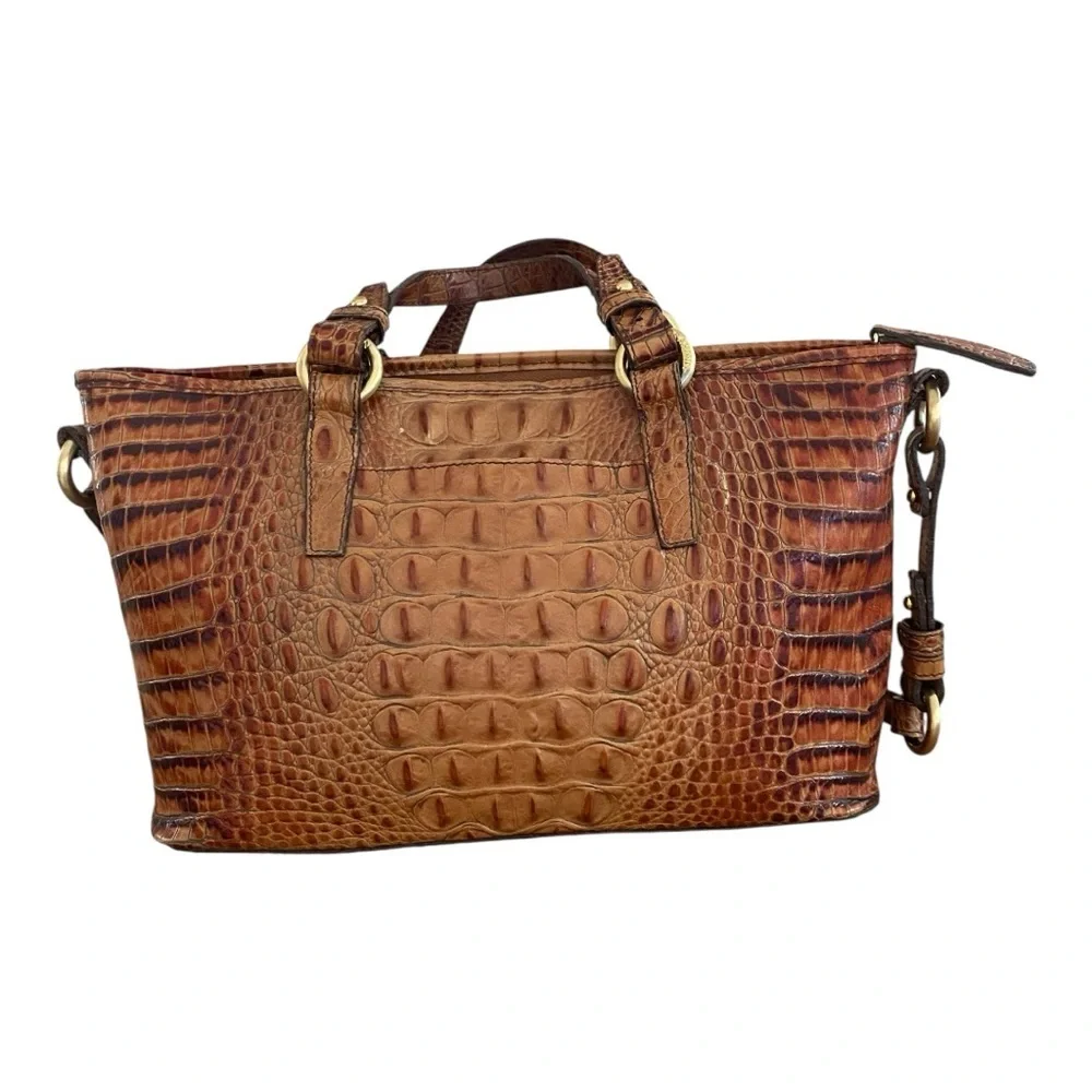 Brahmin Mini Asher Satchel Almond Melbourne Leather Croc Embossed Shoulder Bag - Picture 6 of 10